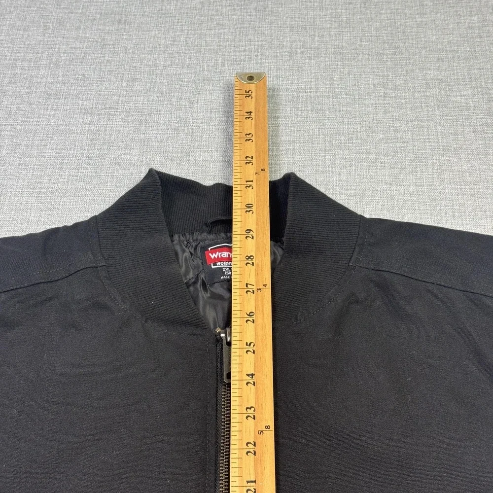 Wrangler Canvas Vest Mens 2XL Black Quilted Insulated Workwear Full Zip - Picture 5 of 7